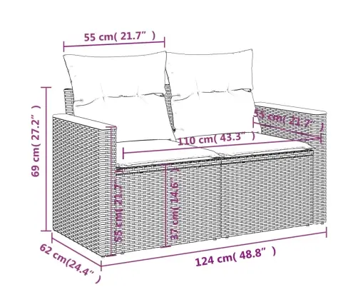 5-Osaline Aiadiivani Komplekt Patjadega, Must, Polürotang