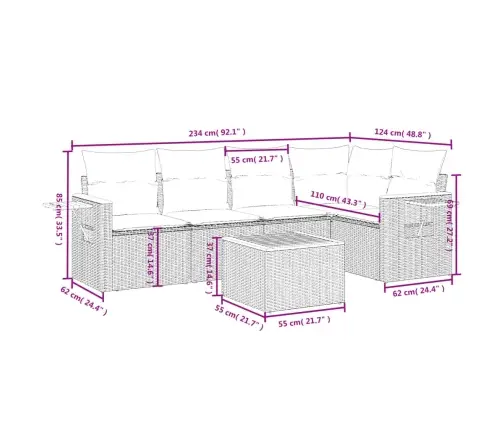 6-Osaline Aiadiivani Komplekt Patjadega, Must, Polürotang