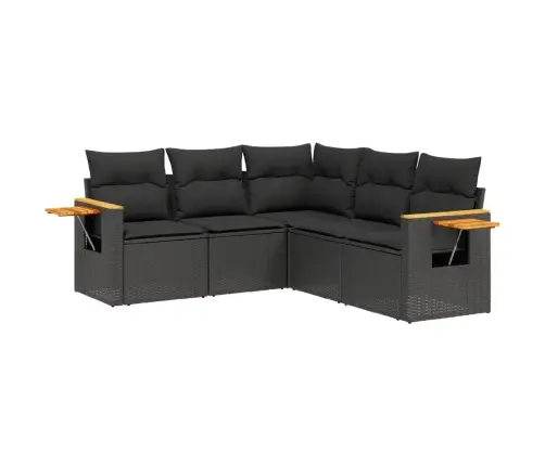 Sodo Komplektas Su Pagalvėlėmis, 5 Dalių, Juodas, Poliratanas