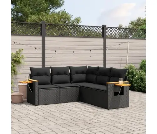 Sodo Komplektas Su Pagalvėlėmis, 5 Dalių, Juodas, Poliratanas