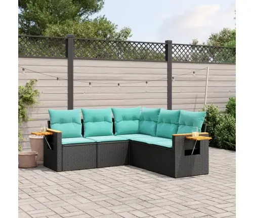 5-Daļīgs Dārza Dīvāna Komplekts Ar Matračiem, Pe Rotangpalma Vidaxl