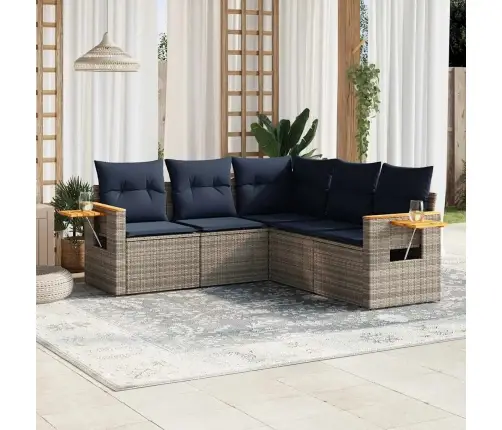 Sofos Komplektas Su Pagalvėlėmis, 5 Dalių, Pilkas, Poliratanas