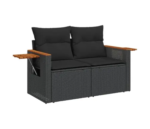 6-Daļīgs Dārza Dīvāna Komplekts, Matrači, Melna Pe Rotanpalma Vidaxl