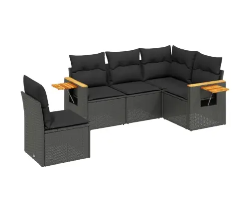 Sodo Komplektas Su Pagalvėlėmis, 5 Dalių, Juodas, Poliratanas