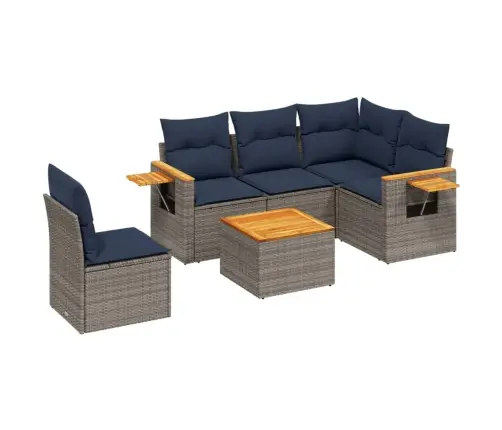 6-Daļīgs Dārza Dīvāna Komplekts Ar Matračiem Pelēka Rotangpalma Vidaxl