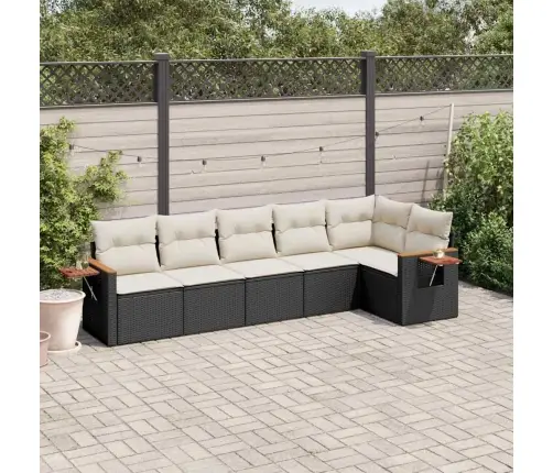 6-Daļīgs Dārza Dīvāna Komplekts, Matrači, Melna Pe Rotanpalma Vidaxl