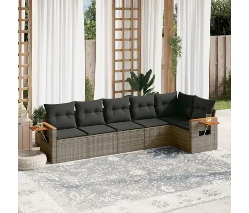 6-Daļīgs Dārza Dīvāna Komplekts Ar Matračiem, Pelēks Pe Pinums Vidaxl