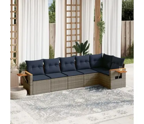 Sofos Komplektas Su Pagalvėlėmis, 6 Dalių, Pilkas, Poliratanas