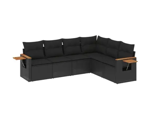 Sofos Komplektas Su Pagalvėlėmis, 6 Dalių, Juodas, Poliratanas