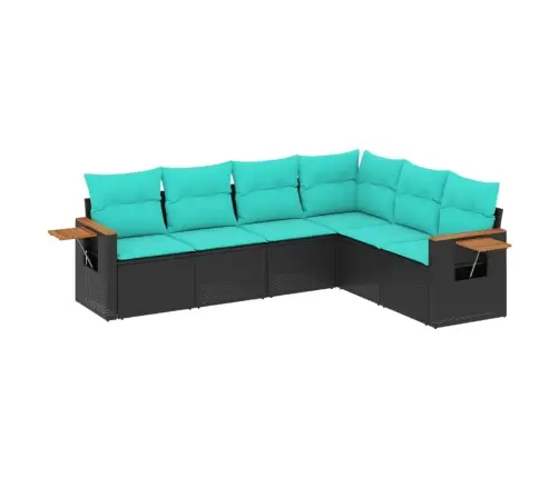 6-Daļīgs Dārza Dīvāna Komplekts, Matrači, Melna Pe Rotanpalma Vidaxl