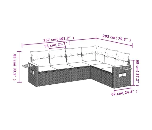 6-Daļīgs Dārza Dīvāna Komplekts, Matrači, Melna Pe Rotanpalma Vidaxl