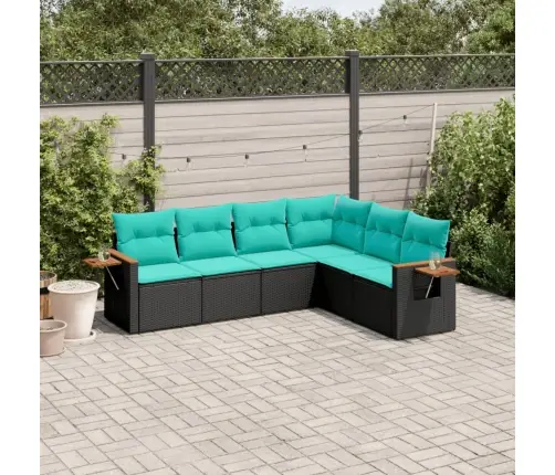 6-Daļīgs Dārza Dīvāna Komplekts, Matrači, Melna Pe Rotanpalma Vidaxl