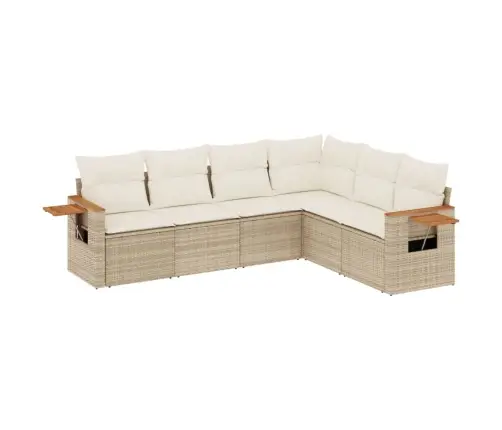 Sofos Komplektas Su Pagalvėlėmis, 6 Dalių, Smėlio, Poliratanas