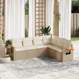 6-Daļīgs Dārza Dīvāna Komplekts, Matrači, Bēša Pe Rotangpalma Vidaxl