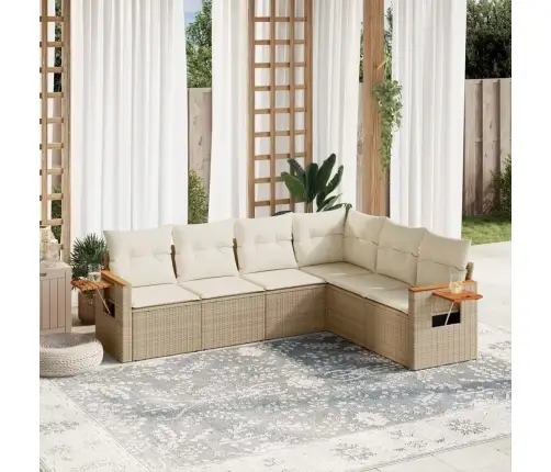 Sofos Komplektas Su Pagalvėlėmis, 6 Dalių, Smėlio, Poliratanas