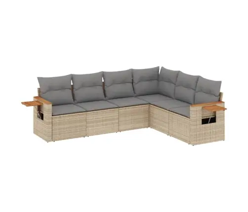 Sofos Komplektas Su Pagalvėlėmis, 6 Dalių, Smėlio, Poliratanas