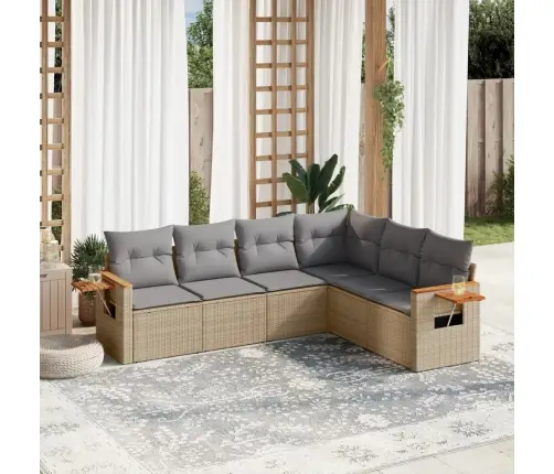 Sofos Komplektas Su Pagalvėlėmis, 6 Dalių, Smėlio, Poliratanas