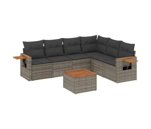 7-Daļīgs Dārza Dīvāna Komplekts, Matrači, Pelēka Pe Rotangpalma Vidaxl