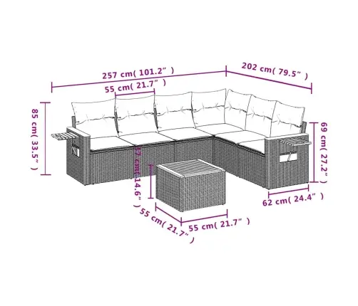 7-Osaline Aiadiivani Komplekt Patjadega, Hall, Polürotang