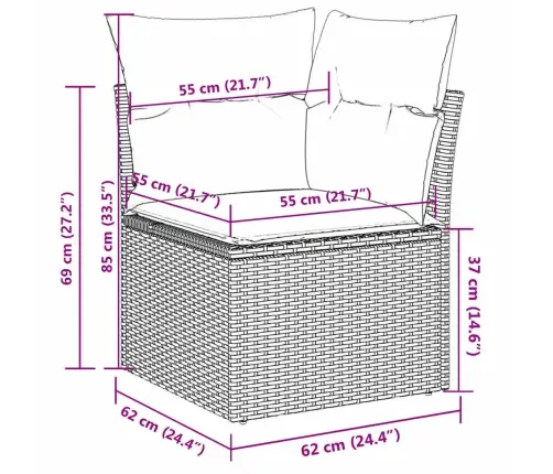 7-Osaline Aiadiivani Komplekt Patjadega, Hall, Polürotang