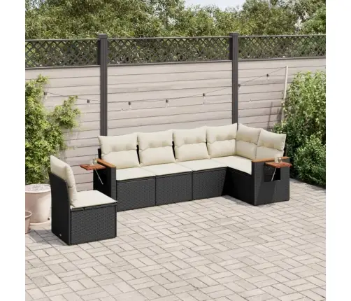 6-Daļīgs Dārza Dīvāna Komplekts, Matrači, Melna Pe Rotanpalma Vidaxl