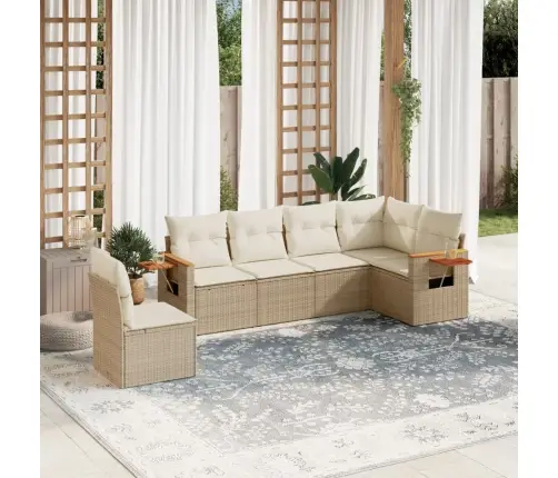 Sofos Komplektas Su Pagalvėlėmis, 6 Dalių, Smėlio, Poliratanas