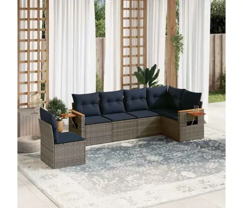 6-Daļīgs Dārza Dīvāna Komplekts Ar Matračiem Pelēka Rotangpalma Vidaxl