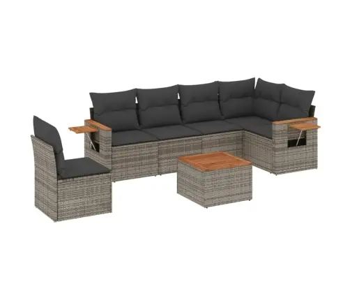 Sofos Komplektas Su Pagalvėlėmis, 7 Dalių, Pilkas, Poliratanas