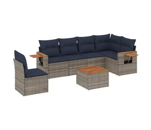 Sofos Komplektas Su Pagalvėlėmis, 7 Dalių, Pilkas, Poliratanas