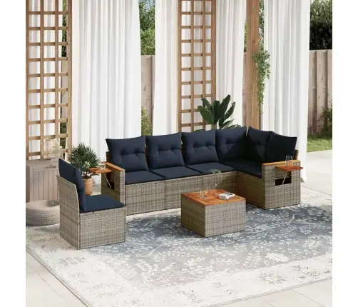 Sofos Komplektas Su Pagalvėlėmis, 7 Dalių, Pilkas, Poliratanas