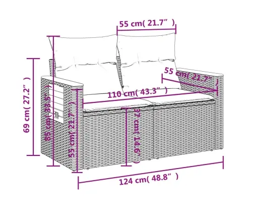 7-Osaline Aiadiivani Komplekt Patjadega, Must, Polürotang