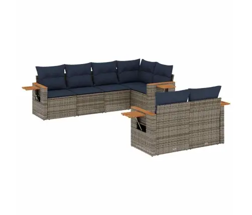 7-Daļīgs Dārza Dīvāna Komplekts Ar Matračiem Pelēka Rotangpalma Vidaxl