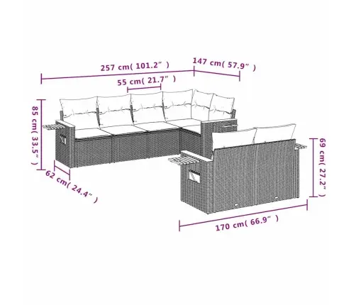 7-Daļīgs Dārza Dīvāna Komplekts Ar Matračiem Pelēka Rotangpalma Vidaxl