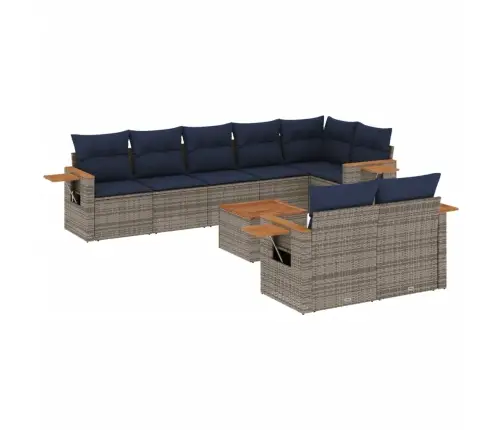 9-Daļīgs Dārza Dīvāna Komplekts Ar Matračiem Pelēka Rotangpalma Vidaxl