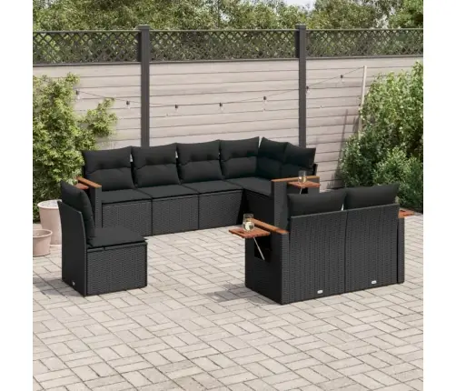 8-Daļīgs Dārza Dīvāna Komplekts, Matrači, Melna Pe Rotangpalma Vidaxl