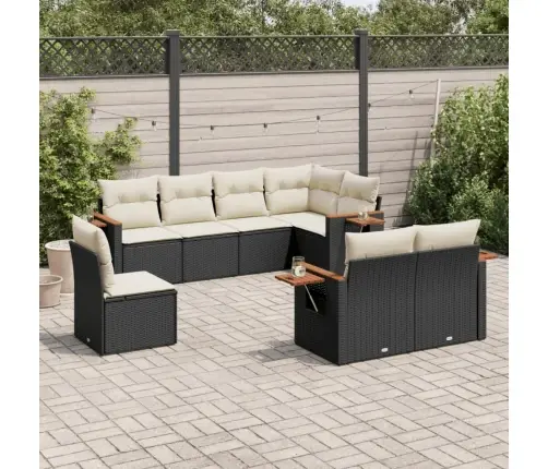 8-Daļīgs Dārza Dīvāna Komplekts, Matrači, Melna Pe Rotangpalma Vidaxl