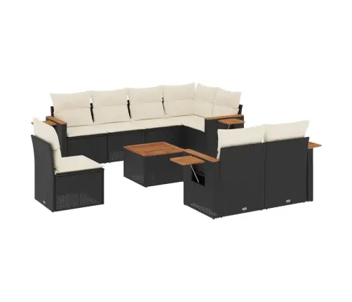 Sodo Komplektas Su Pagalvėlėmis, 9 Dalių, Juodas, Poliratanas