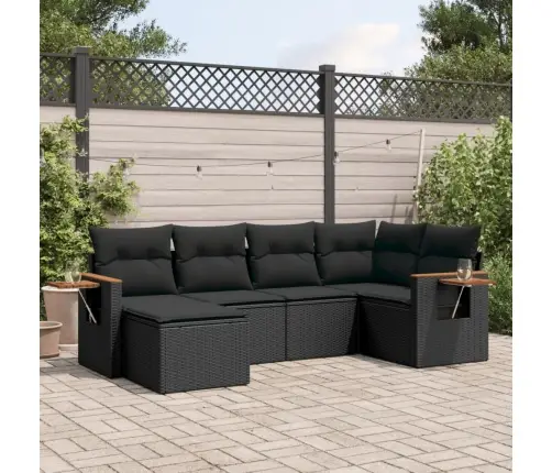 6-Daļīgs Dārza Dīvāna Komplekts, Matrači, Melna Pe Rotanpalma Vidaxl