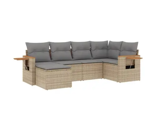 6-Daļīgs Dārza Dīvāna Komplekts, Matrači, Bēša Pe Rotangpalma Vidaxl