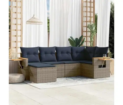 6-Daļīgs Dārza Dīvāna Komplekts Ar Matračiem Pelēka Rotangpalma Vidaxl