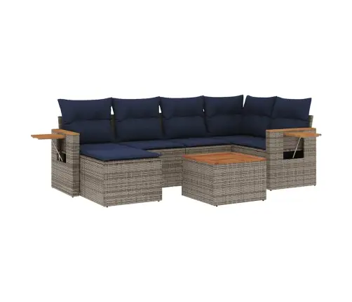 7-Daļīgs Dārza Dīvāna Komplekts Ar Matračiem Pelēka Rotangpalma Vidaxl