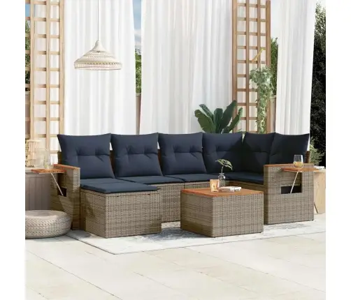 7-Daļīgs Dārza Dīvāna Komplekts Ar Matračiem Pelēka Rotangpalma Vidaxl