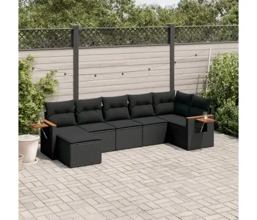 7-Daļīgs Dārza Dīvāna Komplekts Ar Matračiem, Melna Pe Vidaxl