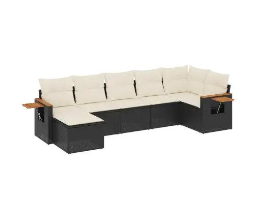 7-Daļīgs Dārza Dīvāna Komplekts Ar Matračiem, Melna Pe Vidaxl