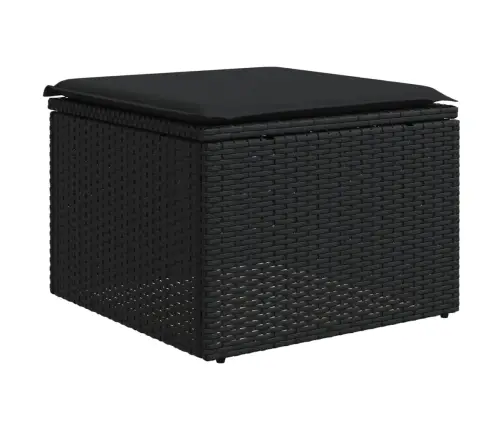 Sofos Komplektas Su Pagalvėlėmis, 8 Dalių, Juodas, Poliratanas