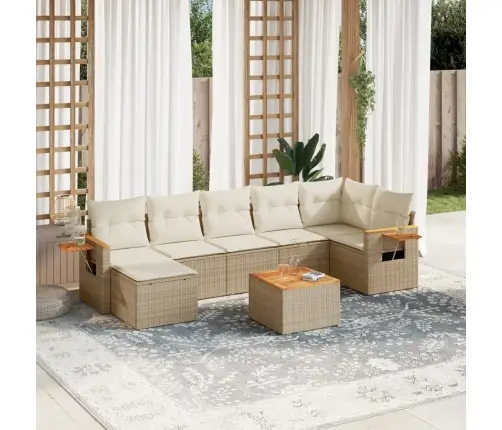 Sofos Komplektas Su Pagalvėlėmis, 8 Dalių, Smėlio, Poliratanas Sofos Komplektas Su Pagalvėlėmis, 8 Dalių, Smėlio, Poliratanas