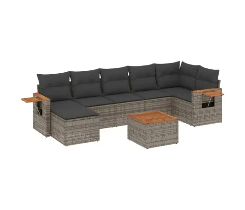 8-Daļīgs Dārza Dīvāna Komplekts Ar Matračiem, Pelēks Pe Pinums Vidaxl