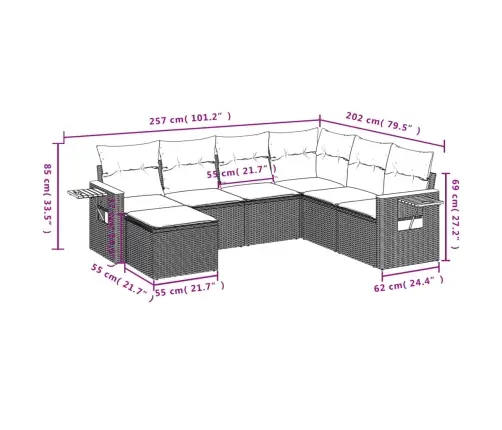 7-Osaline Aiadiivani Komplekt Patjadega, Beež, Polürotang