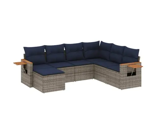 7-Daļīgs Dārza Dīvāna Komplekts Ar Matračiem Pelēka Rotangpalma Vidaxl