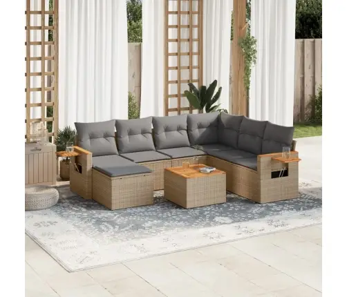 8-Osaline Aiadiivani Komplekt Patjadega, Beež, Polürotang